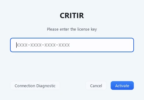 License activation screen
