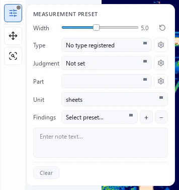 Measurement preset panel