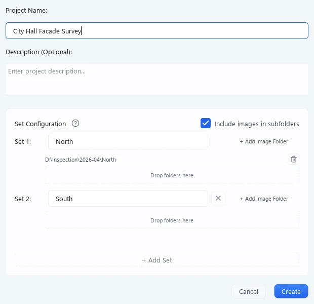 New project creation screen