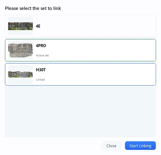 Selecting the sets to link